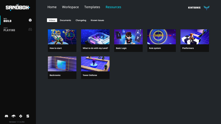 The Sandbox Game Maker Home screen