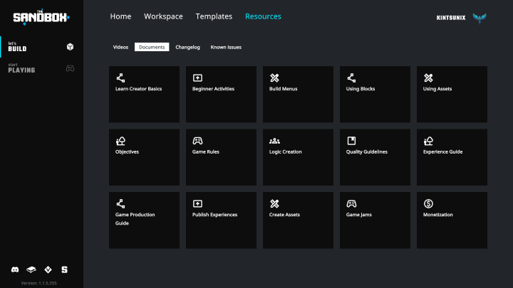 The Sandbox Game Maker Home screen